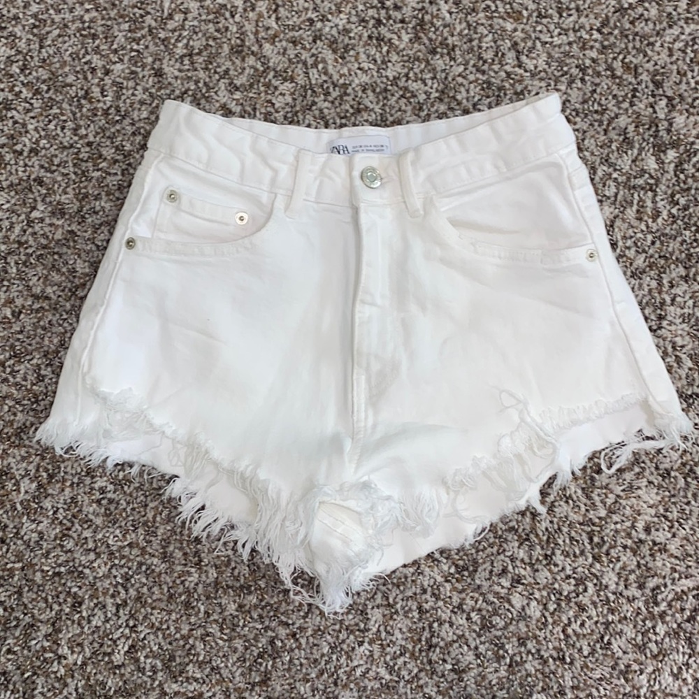 Zara white high waisted shorts